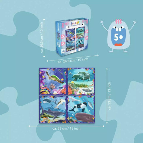 Ravensburger PuzzleUP! 4 dėlionės „Jūrų gyvūnai“, nuo 5 m.