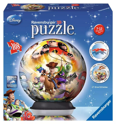 Ravensburger 3D dėlionė-rutulys „Disney Pixar herojai“, 108 det., nuo 7 m.