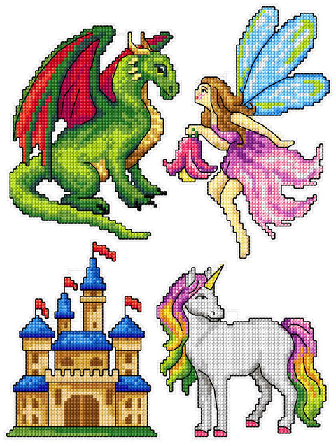 Magic Heroes siuvinėjimo kryželiu rinkinys, 14ct, 27 spalvų, plastikinė kanva