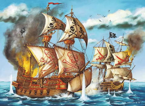 Ravensburger dėlionė „Piratų laivų mūšis“, 200 XXL det., nuo 8 m.