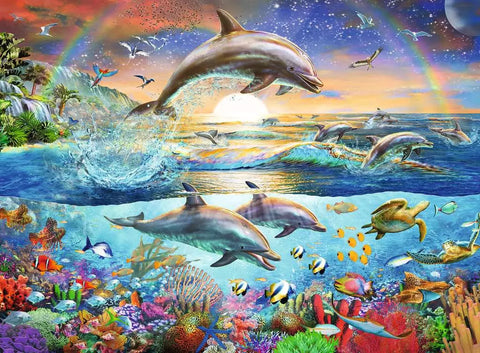 Ravensburger dėlionė „Delfinų rojus“, 300 XXL det., nuo 9 m.