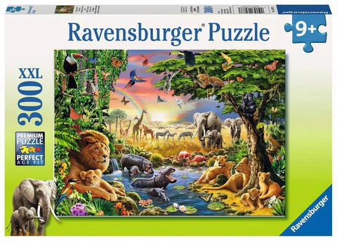 Ravensburger dėlionė „Džiunglių gyvūnai prie upės“, 300 XXL det., nuo 9 m.