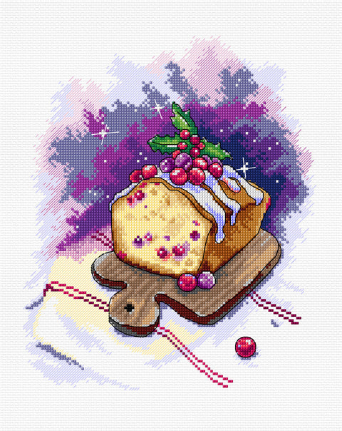 Siuvinėjimo kryželiu rinkinys Tortas, 16 ct Aida, 18x22 cm, 32 spalvos