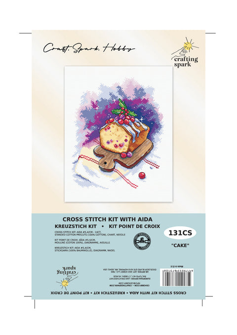 Siuvinėjimo kryželiu rinkinys Tortas, 16 ct Aida, 18x22 cm, 32 spalvos