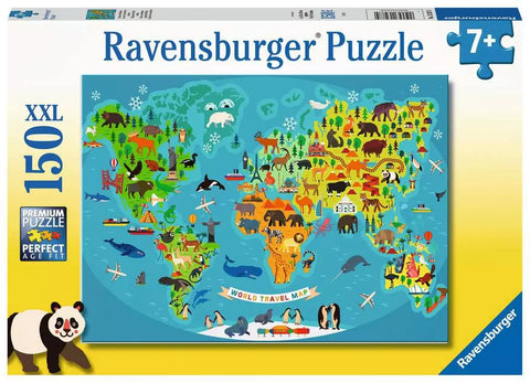 Ravensburger dėlionė „Gyvūnų pasaulio žemėlapis“, 150 XXL det., nuo 7 m.