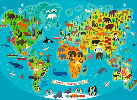 Ravensburger dėlionė „Gyvūnų pasaulio žemėlapis“, 150 XXL det., nuo 7 m.