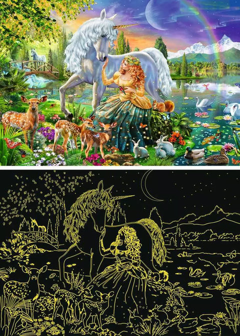 Ravensburger dėlionė su blizgučiais „Princesė su vienaragiu“, 100 det., nuo 6 m.