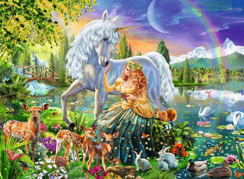 Ravensburger dėlionė su blizgučiais „Princesė su vienaragiu“, 100 det., nuo 6 m.
