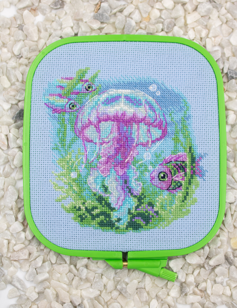 Kūdikio medūzos kryželiu siuvinėjimo rinkinys 15x15 cm, Aida 14 ct