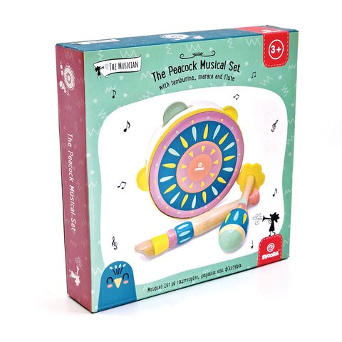 Svoora medinis muzikinis rinkinys vaikams – Povas: tamburinas, marakas, fleita