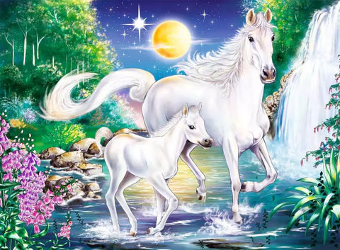 Ravensburger tamsoje šviečianti dėlionė „Vienaragiai prie krioklio“, 500 det.