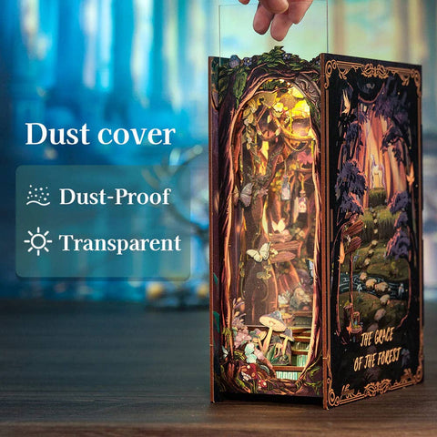 Medinė knygų atrama su LED – Miško skaitymo kampelis, surenkamas rinkinys