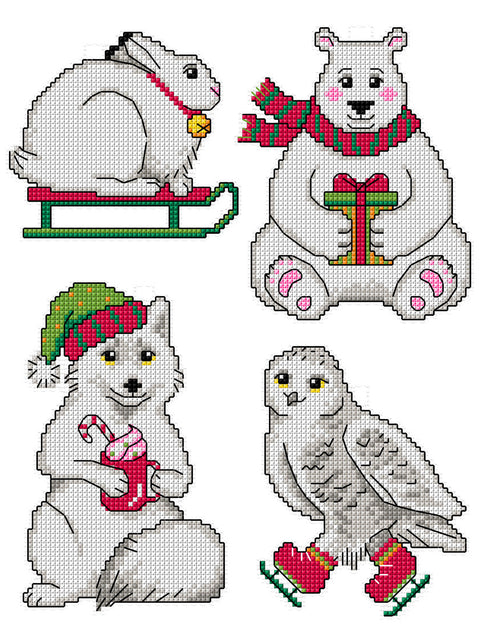 Siuvinėjimo kryželiu rinkinys White Christmas, 14 ct, 4 dizainai
