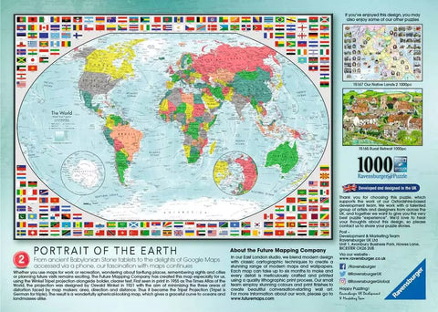 Ravensburger dėlionė „Žemės portretas. Pasaulio žemėlapis“, 1000 det.