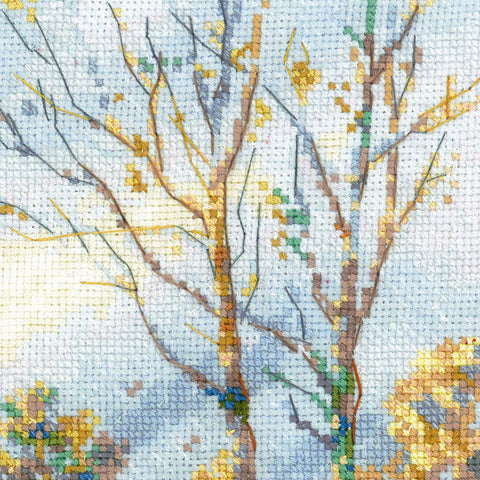Siuvinėjimo kryželiu rinkinys „Briedis žiemos miške“, 40x28 cm