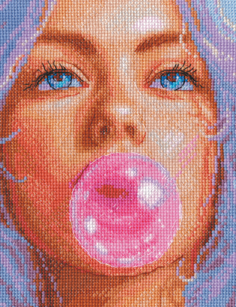 Bubblegum Dreams kryželiu siuvinėjimo rinkinys su Aida 14 ct, 20×20