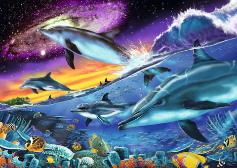 Ravensburger tamsoje šviečianti dėlionė „Delfinai“, 1000 det.