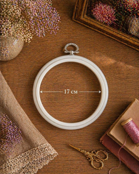 Lankelis siuvinėjimui Nurge Flexi, apvalus baltas, 17 cm