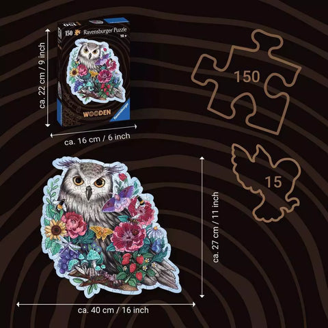 Ravensburger medinė dėlionė „Pelėda“, 150 det., nuo 10 m.