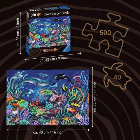 Ravensburger medinė dėlionė „Po vandeniu“, 500 det.