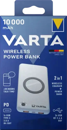 Varta belaidis power bank 10000mAh, 20W, QC 3.0, USB-C
