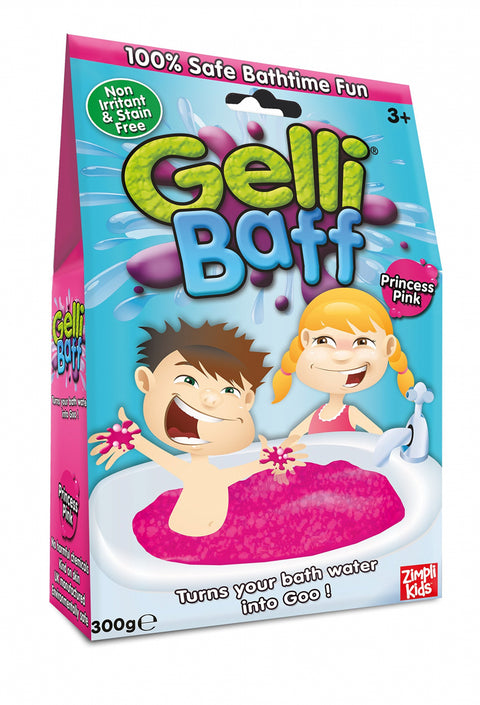Gelli Baff Princess Pink 300 g – ryškiai rožiniai milteliai, kurie vonios vandenį paverčia lipnia gleive