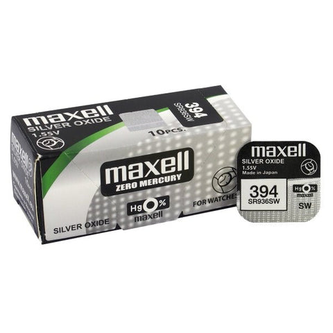 Maxell 394 SR936SW sidabro oksido laikrodžio baterijos, 10 vnt.