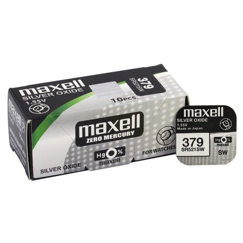 Maxell SR521SW 379 sidabro oksido laikrodžio baterijos, 10 vnt.