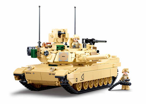 Sluban M1A2 SEP V2 Abrams kovinio tanko konstruktorius – 781 detalių, 29 cm, 6+