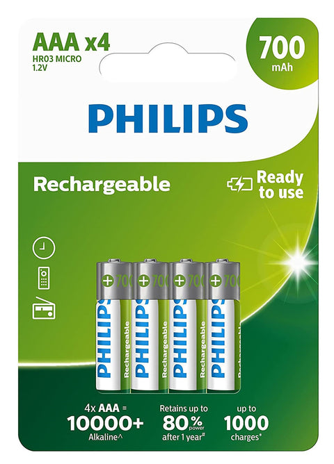 Philips AAA 700mAh įkraunamos baterijos, 4 vnt. rinkinys