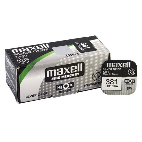 Maxell sidabro oksido laikrodžio baterijos 381, 10 vnt.