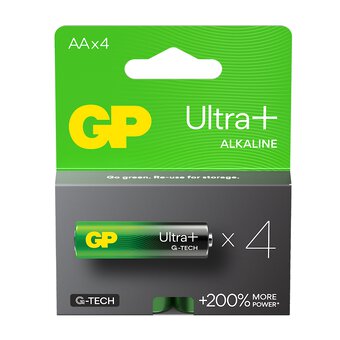 GP Ultra+ AA šarminės baterijos 1.5V, 4 vnt.