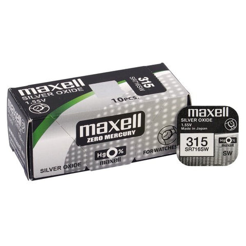 Maxell sidabro oksido laikrodžio baterijos 315, 10 vnt.