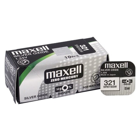 Maxell SR616SW 321 sidabro oksido laikrodžio baterijos, 10 vnt.