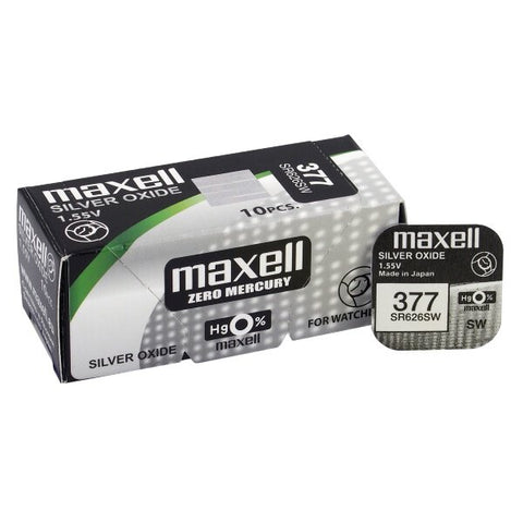 Maxell SR626SW 377 laikrodžio baterijos, sidabro oksido, 10 vnt.
