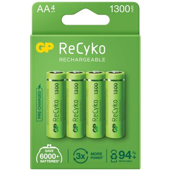 Įkraunamos AA baterijos GP ReCyko 1300mAh, 4 vnt.