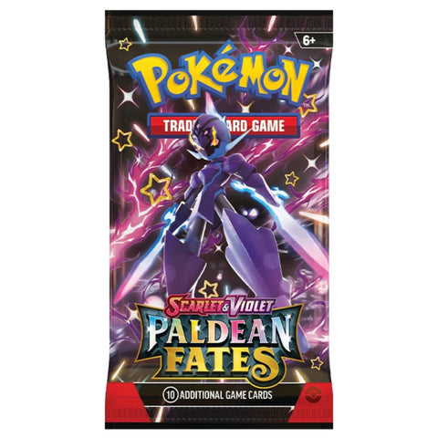 Pokemon Paldean Fates booster pakelis – 10 TCG kortų kolekcionieriams