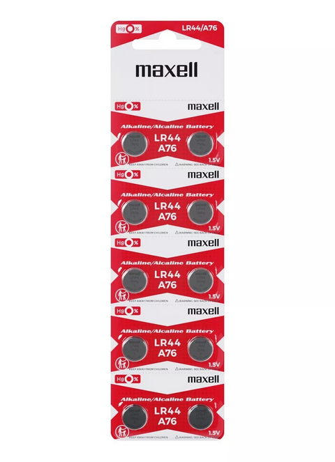 Maxell LR44 (G13/AG13) šarminės mygtukinės baterijos 10 vnt.