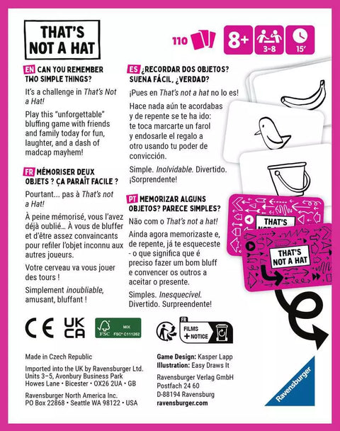 Ravensburger kortų žaidimas „That's Not a Hat“, 3–8 žaid., nuo 8 m.