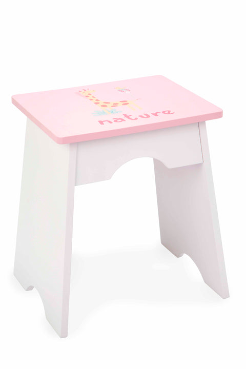 Arias medinis vaikiškas tualetinis staliukas su kėdute, balta/rožinė