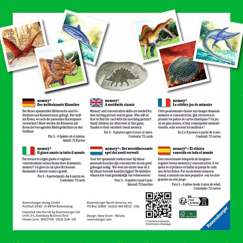 Ravensburger atminties žaidimas „Dinosaurai memory® su plakatu“, nuo 4 m.