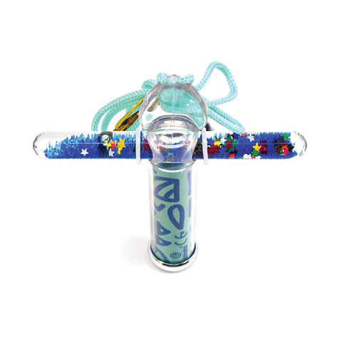 Svoora mini kaleidoskopas su skysčiu ir blizgučiais, mėlyni raštai vaikams, 10 cm