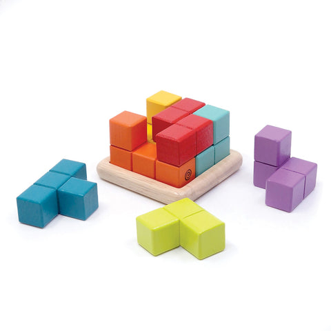 Svoora 3D kubo dėlionė – loginis žaidimas vaikams nuo 6 m su mediniu pagrindu