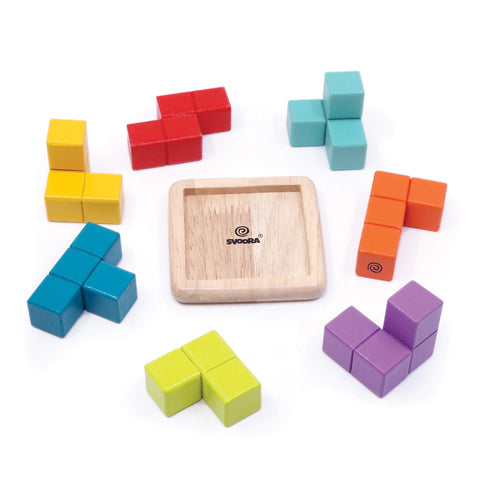 Svoora 3D kubo dėlionė – loginis žaidimas vaikams nuo 6 m su mediniu pagrindu