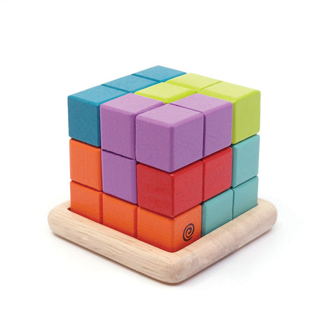 Svoora 3D kubo dėlionė – loginis žaidimas vaikams nuo 6 m su mediniu pagrindu