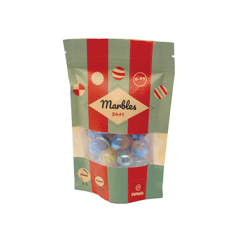 Klasikinis stiklo rutuliukų žaidimo rinkinys 24+1 (16–25 mm)