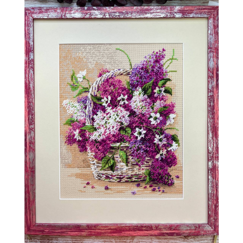 Siuvinėjimo kryželiu rinkinys „Alyvų krepšelis“ 24 x 30 cm