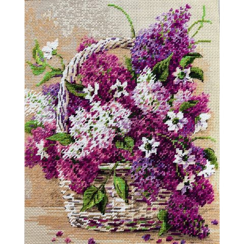 Siuvinėjimo kryželiu rinkinys „Alyvų krepšelis“ 24 x 30 cm