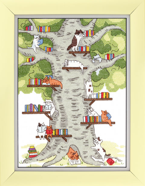 Crystal Art siuvinėjimo kryželiu rinkinys „Biblioteka miške“ Aida 14, 17 spalvų