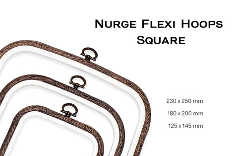 Nurge Flexi Hoop kvadratinis siuvinėjimo lankelis 23x25 cm, tamsiai rudas